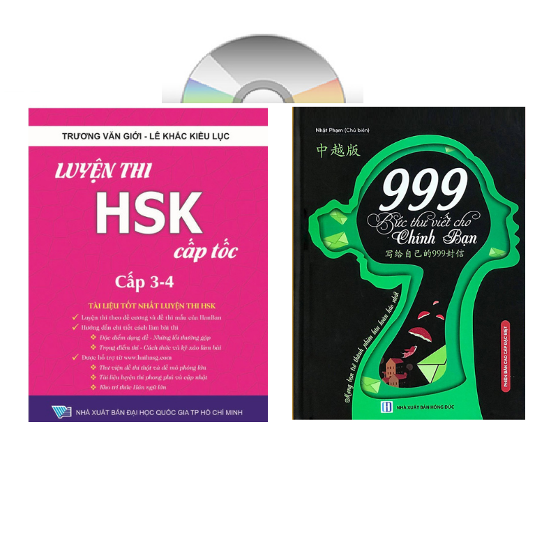 Sách - combo: Luyện thi HSK cấp tốc tập 2 + 999 bức thư viết cho chính mình song ngữ Trung việt có phiên âm mp3 nghe + DVD tài liệu