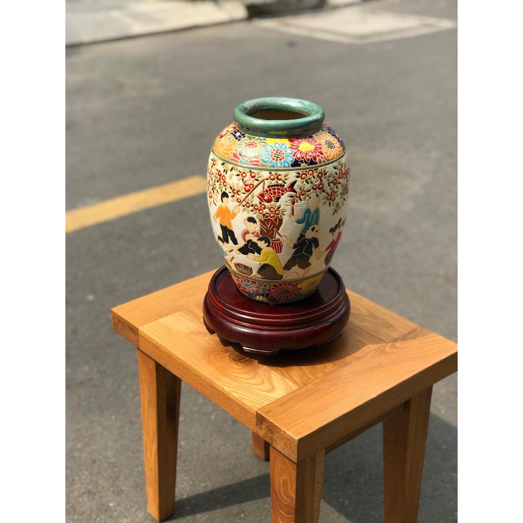 BÌNH HOA GỐM SỨ THỦ CÔNG NAM BỘ HỌA TIẾT TẾT TRUNG THU CĂM HOA TRANG TRÍ DECOR