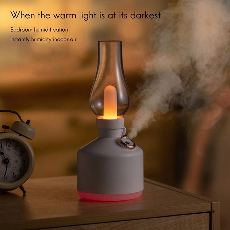 USB Có Thể Sạc Retro Đèn Máy Tạo Độ Ẩm Không Khí Có Đèn LED Ánh Sáng Khuếch Tán Hương Thơm Phun Sương Tạo Trang Trí Nhà