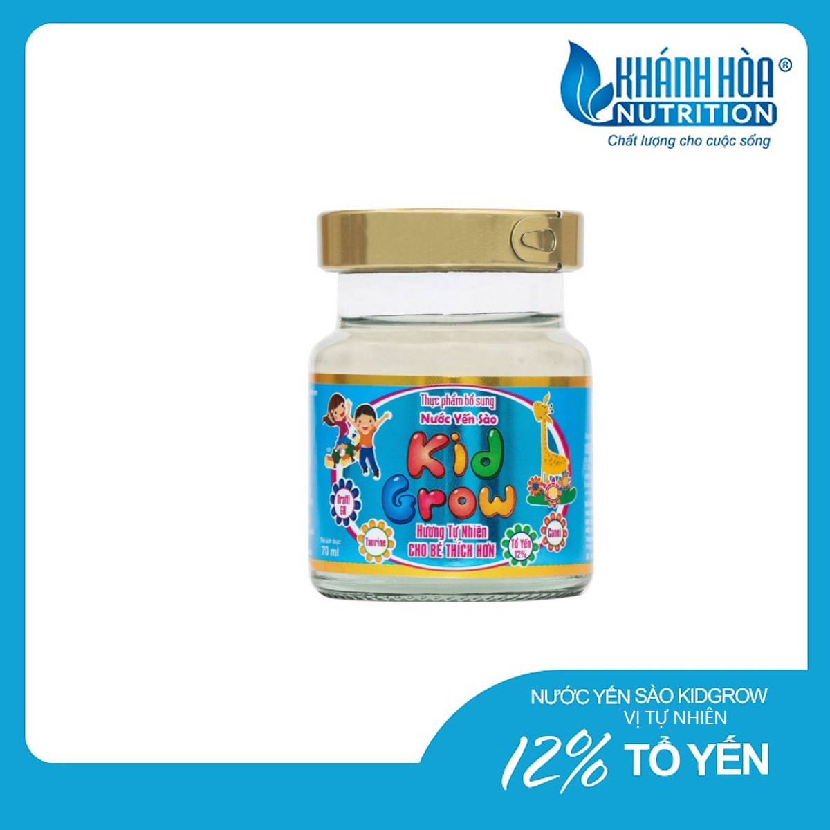 Nước Yến Sào 12% KidGrow Hương Tự Nhiên - Khánh Hòa Nutrition - Lọ 70ml