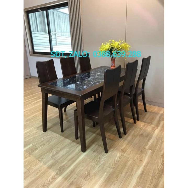 Bộ bàn ăn Tân cổ điển gỗ sồi xám