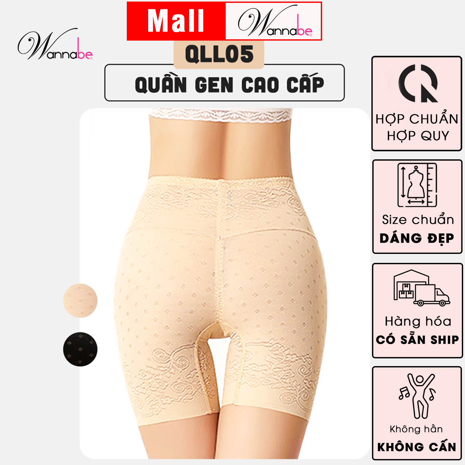 Quần lót gen nữ cao cấp Wannabe QLL05 giúp định hình vòng bụng tái tạo đường cong tạo sự tự tin quyến rũ