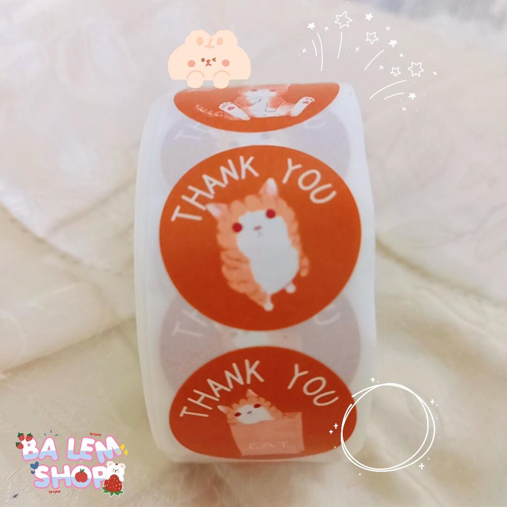 Set tem Thank you hình chú mèo nâu sociuuu nhiều họa tiết