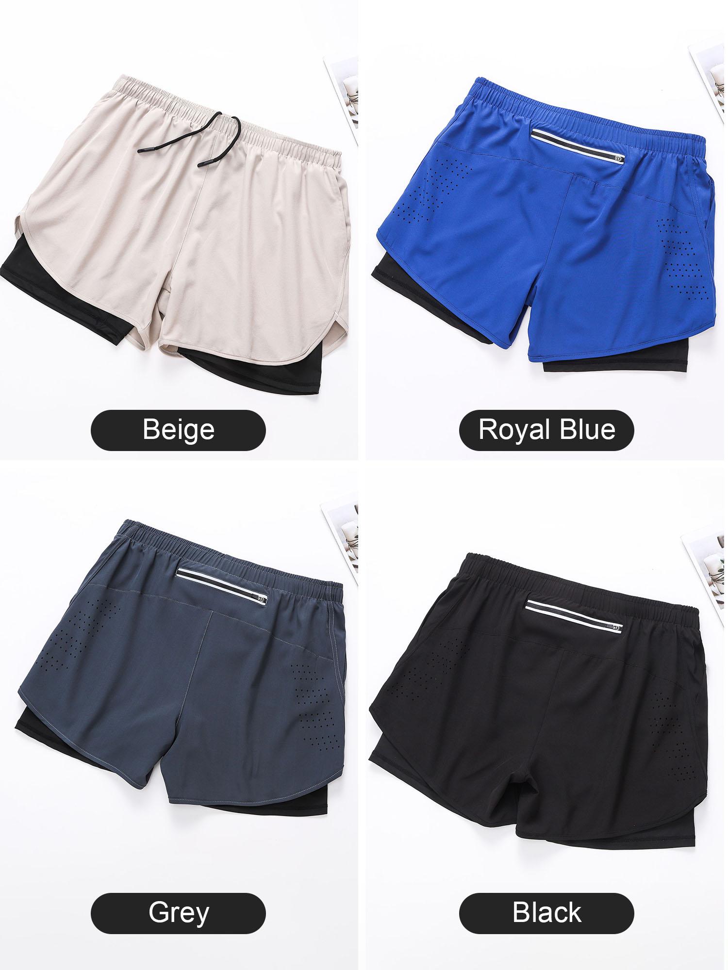 Quần short thể thao nam có lót 2 trong 1 kèm túi Quần short thể dục chạy xe đạp nhanh khô