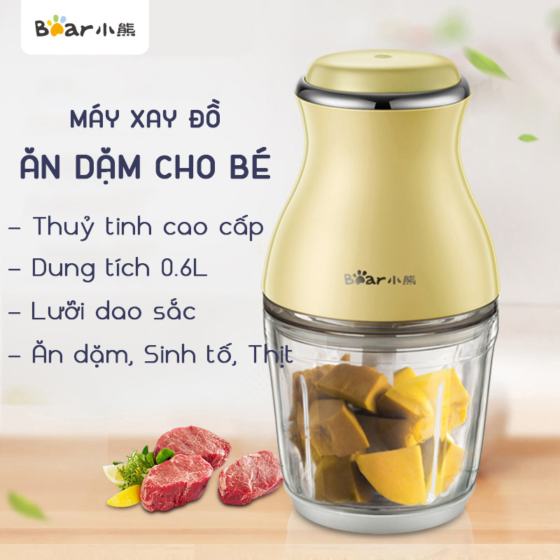 Máy xay thịt, xay sinh tố, xay đồ ăn dặm cho bé Bear QSJ-B20R1 dung tích 0.6l công suất 300W chính hãng