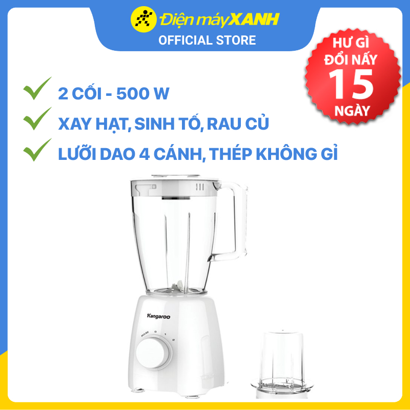 Máy Xay Sinh Tố Đa Năng 2 Cối Kangaroo KG2B7 (500W - 1.5 Lít) - Hàng Chính Hãng