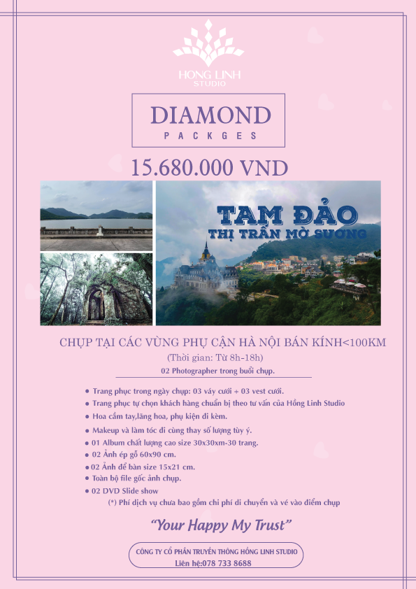 Chụp ảnh cưới tại Hồng Linh Studio-Voucher gói chụp ảnh cưới tại Hà Nội (DIAMOND)