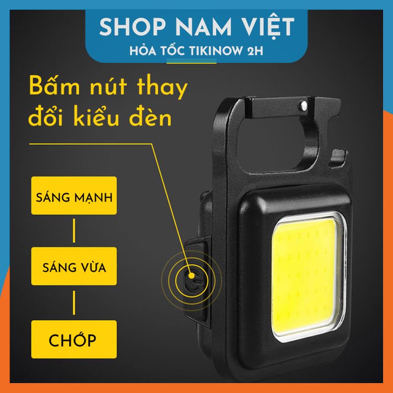 Đèn Pin Móc Khóa Led COB Siêu Sáng Chống Nước, Kiêm Đồ Khui