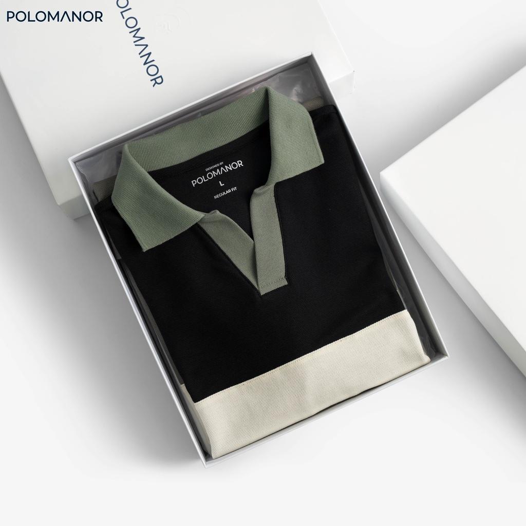 Áo Polo nam phối EVAN vải cá sấu cotton CMC, nam tính, thanh lịch, sang trọng - POLOMANOR
