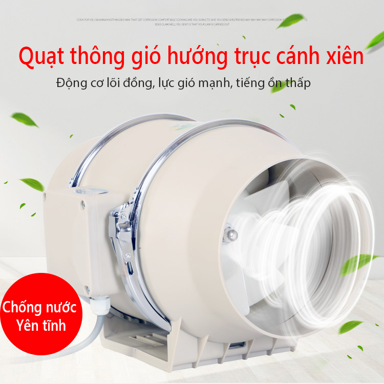 Quạt thông gió hút mùi đường ống đa năng hiệu suất cao chuyên dùng cho nhà bếp công sở nhà vệ sinh không ồn