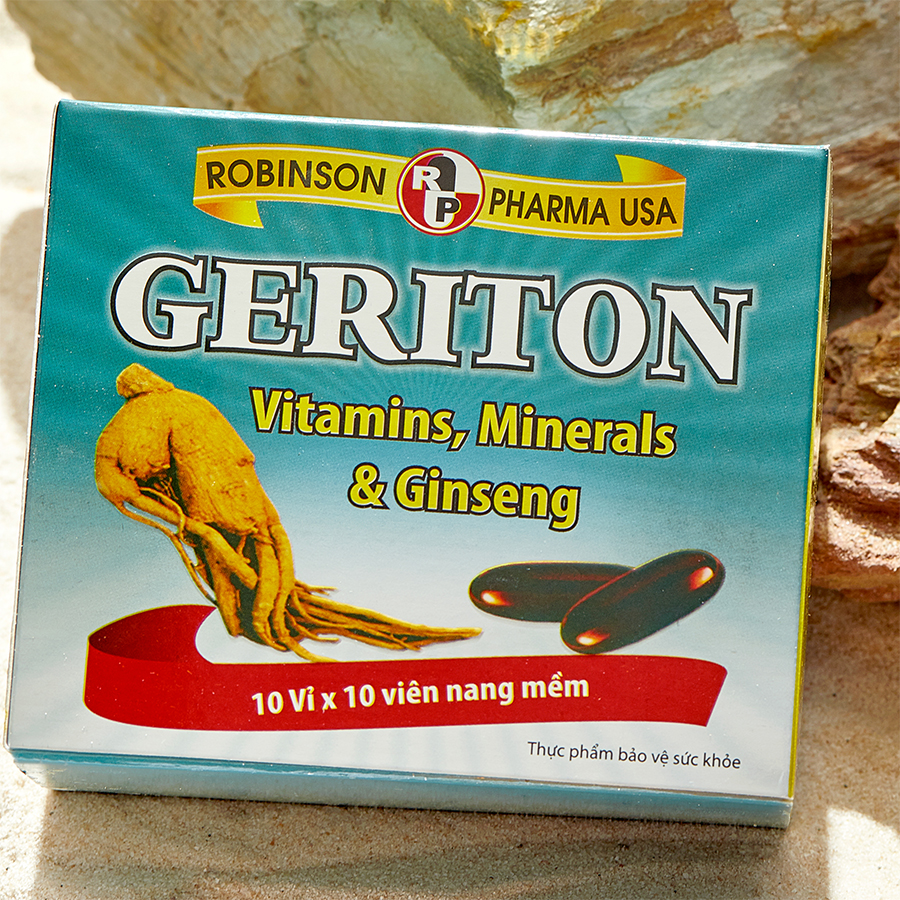TPCN tăng cường thể lực chứa cao nhân sâm Hàn Quốc, vitamin -khoáng chất – GERITON – Robinson Pharma USA-Hộp 100 viên