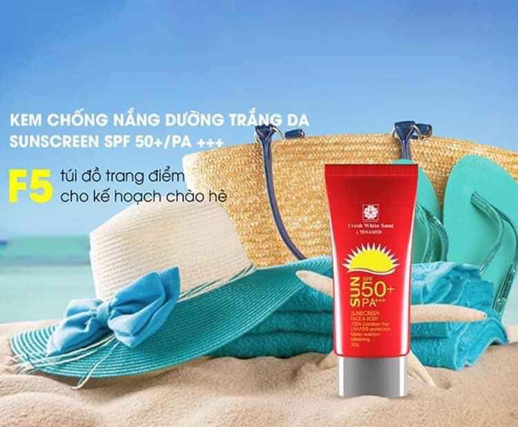 Kem chống nắng trắng da Suncream SPF50/PA+++ Fresh White Sand by TENAMYD 50ml