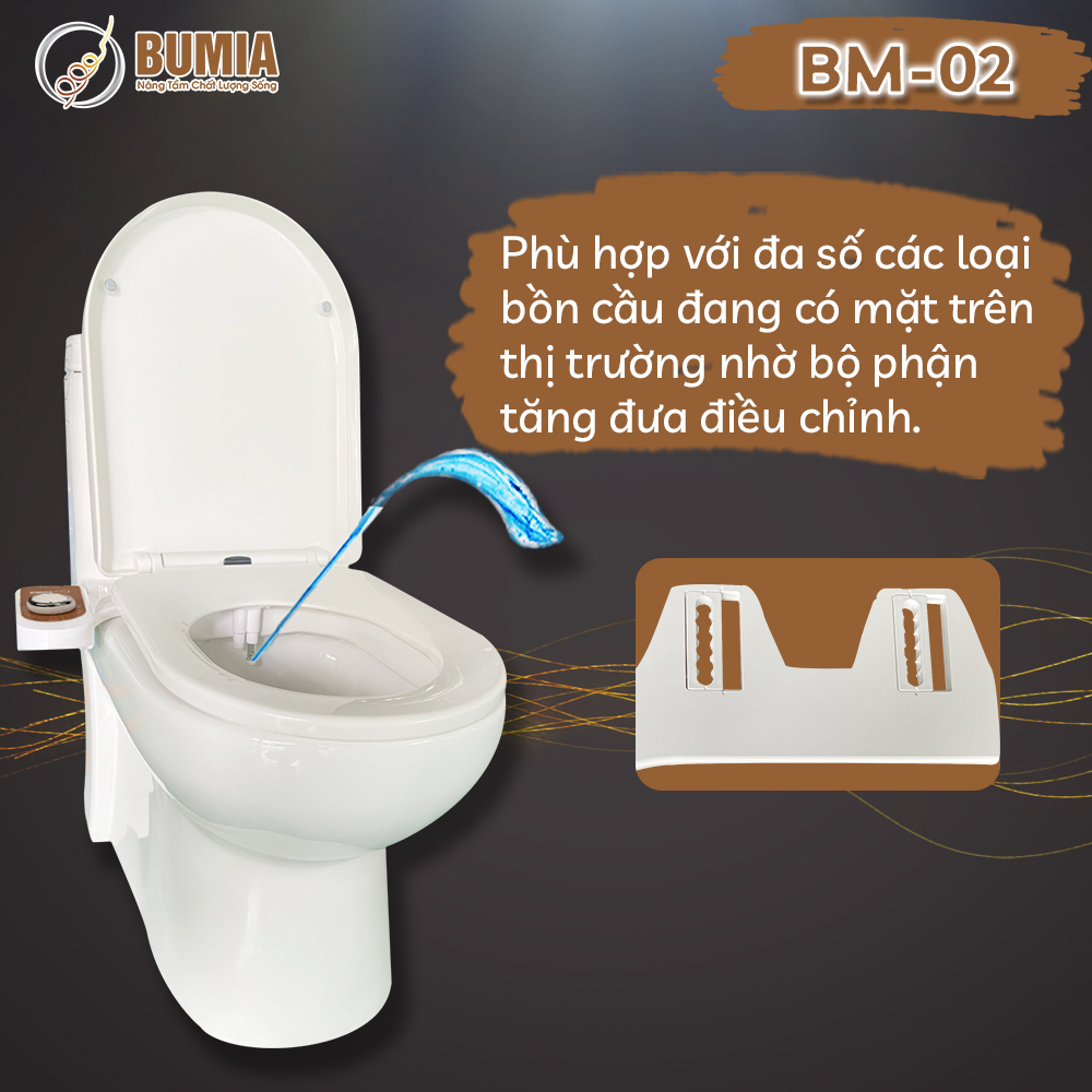 Vòi xịt vệ sinh thông minh gắn bồn cầu Bumia bidet bm02, bảo hành 36 tháng, lắp đặt vào các loại bồn cầu có sẵn tại nhà