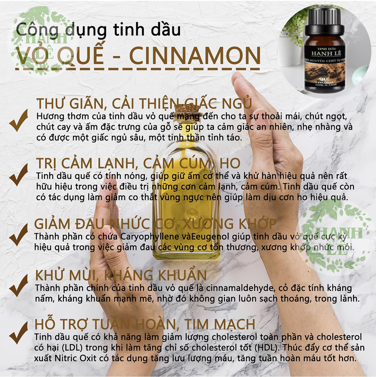 TINH DẦU QUẾ HẠNH LÊ 100% NGUYÊN CHẤT TỪ THIÊN NHIÊN 10ML 