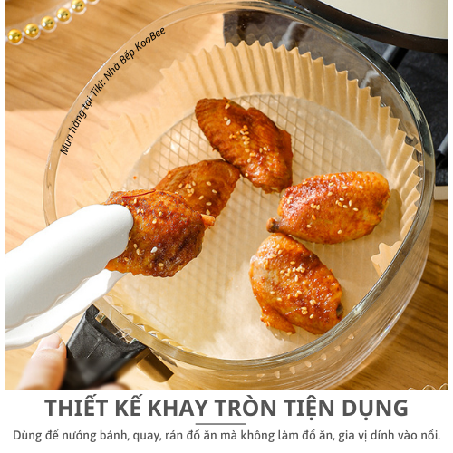 Giấy lót nồi chiên không dầu nến dạng khay hình tròn không lỗ - Set 50 khay giấy nến đa năng tiện dụng