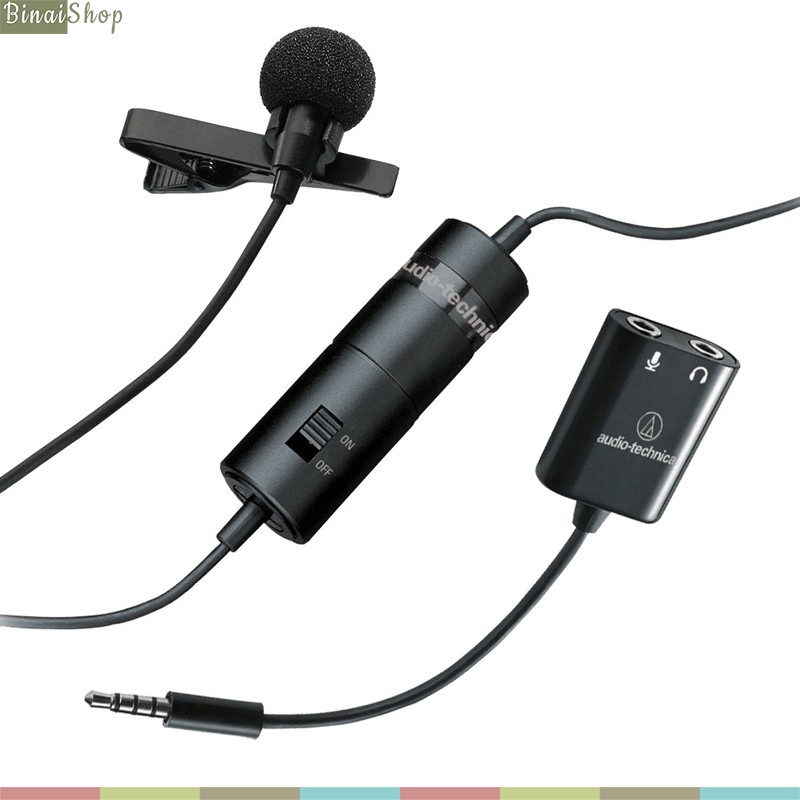 Audio Technica ATR3350XIS - Micro Gài Áo Cho Máy Ảnh, Máy Quay, Có Giắc Chuyển Cho Điện Thoại TRRS Android- Hàng chính hãng