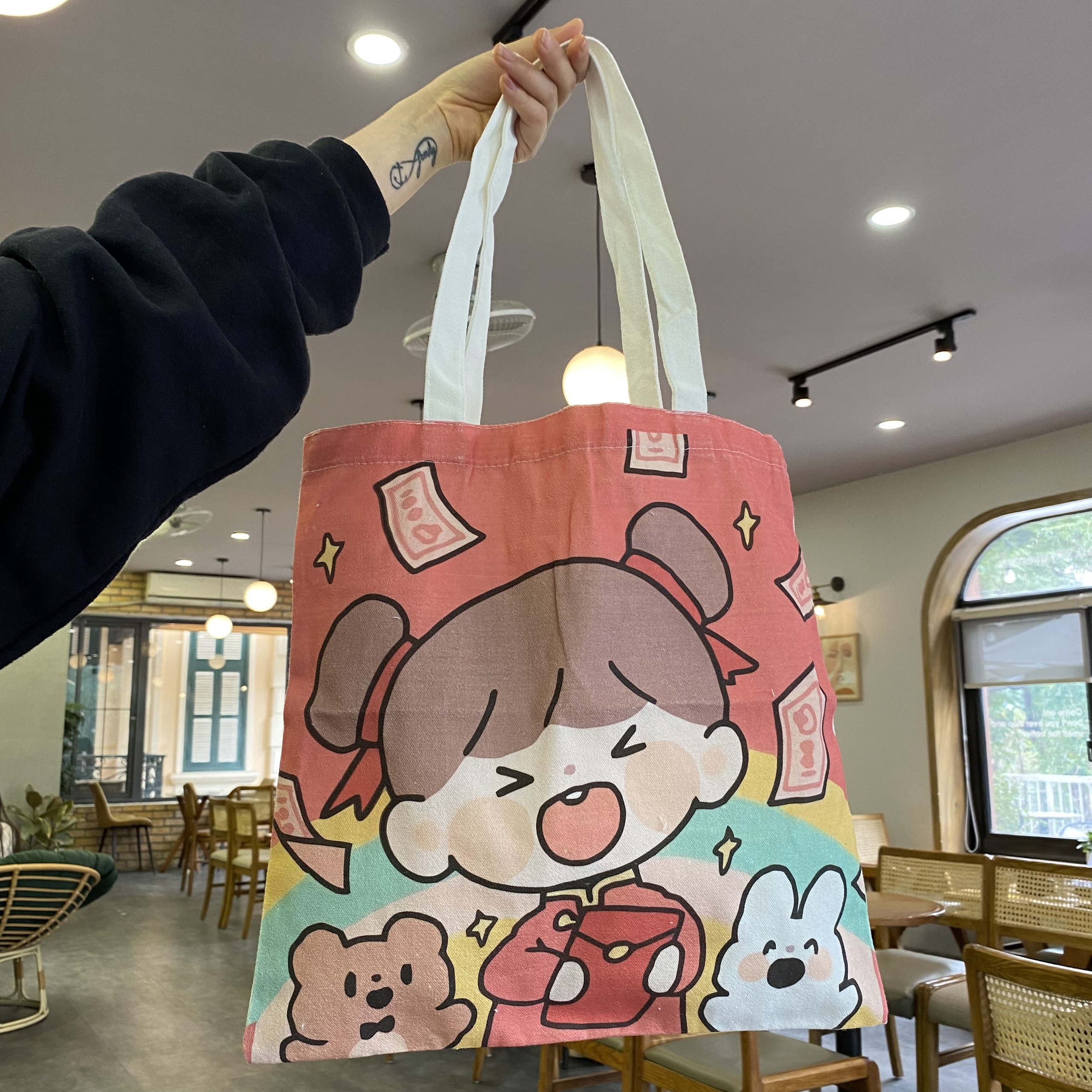 Túi tote nữ xinh con vật thú cưng cute canvas đeo vai đẹp cỡ lớn vừa sách vở giá rẻ thời trang học sinh dễ thương