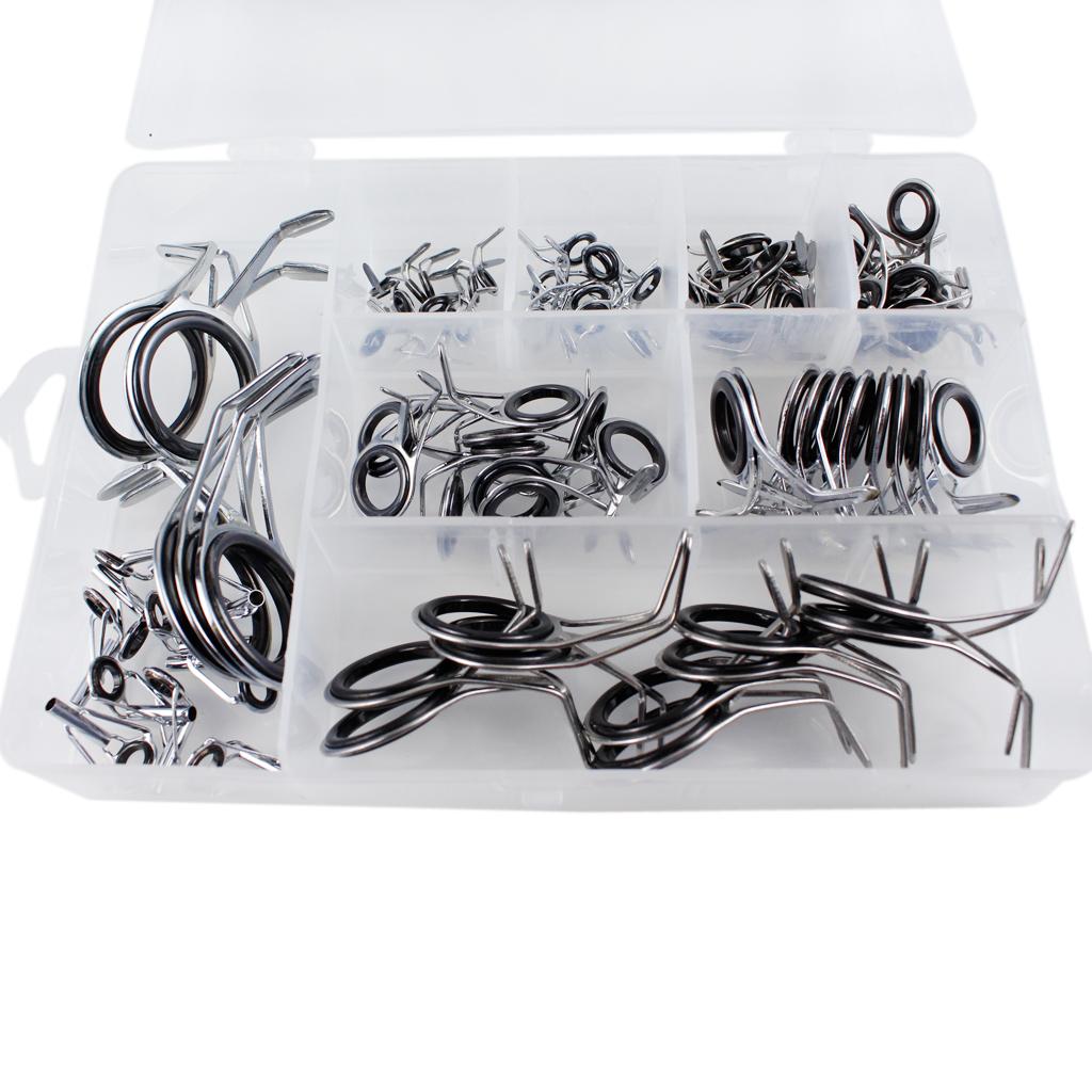 Lots 85 8-Size Fishing Rod Guides Tip Top Ring Fishing Line Guides Eyes Sets