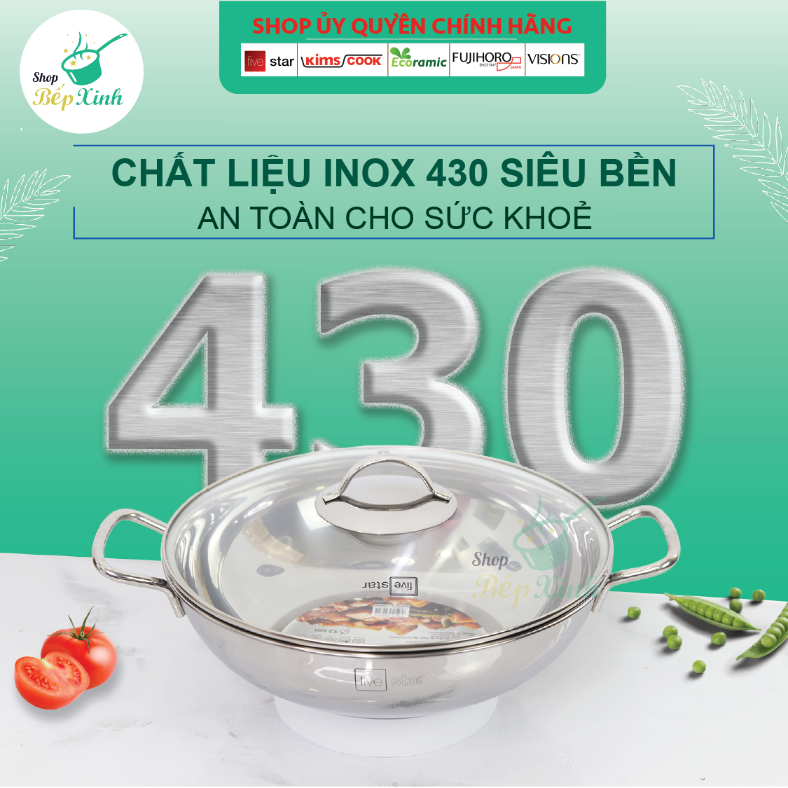 Nồi lẩu inox 430 bếp từ 3 đáy Fivestar 32cm