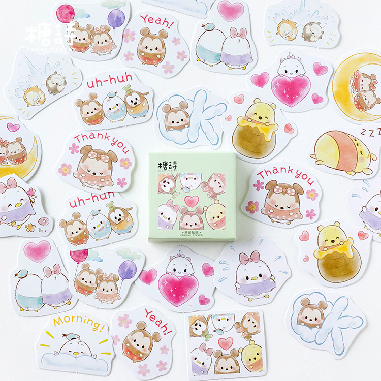 Sticker chủ đề Tsum Tsum - Hộp 45 miếng dán trang trí sổ tay Bullet Journal - M129