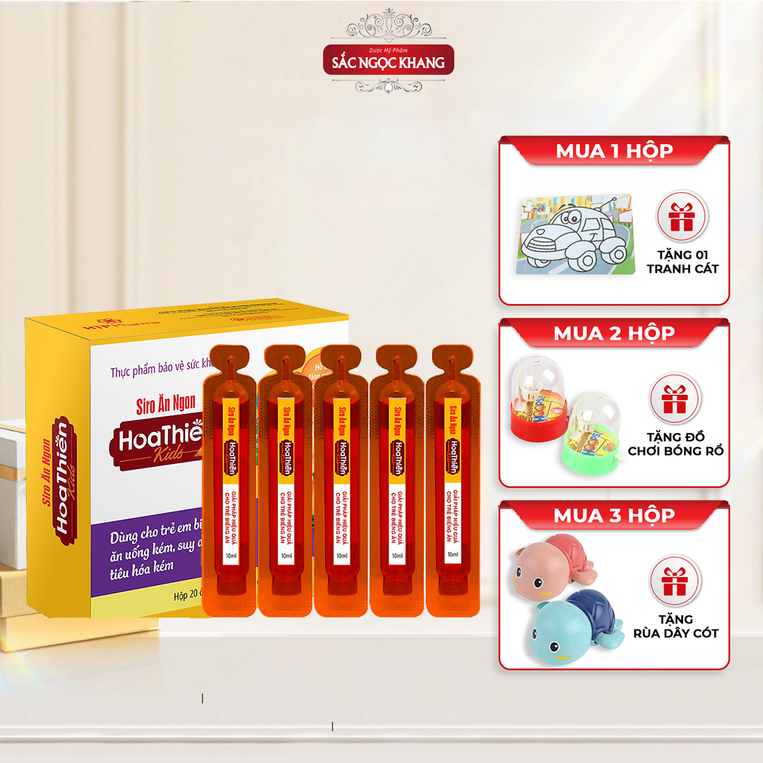 Siro Ăn Ngon Hoa Thiên KID Hộp 20 ống 10ml giúp hổ trợ hệ tiêu hóa cho bé