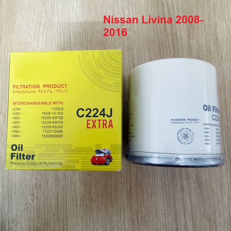 Lọc nhớt cho xe Nissan Livina 2008, 2009, 2010, 2011, 2012, 2013, 2014, 2015, 2016 mã C224J