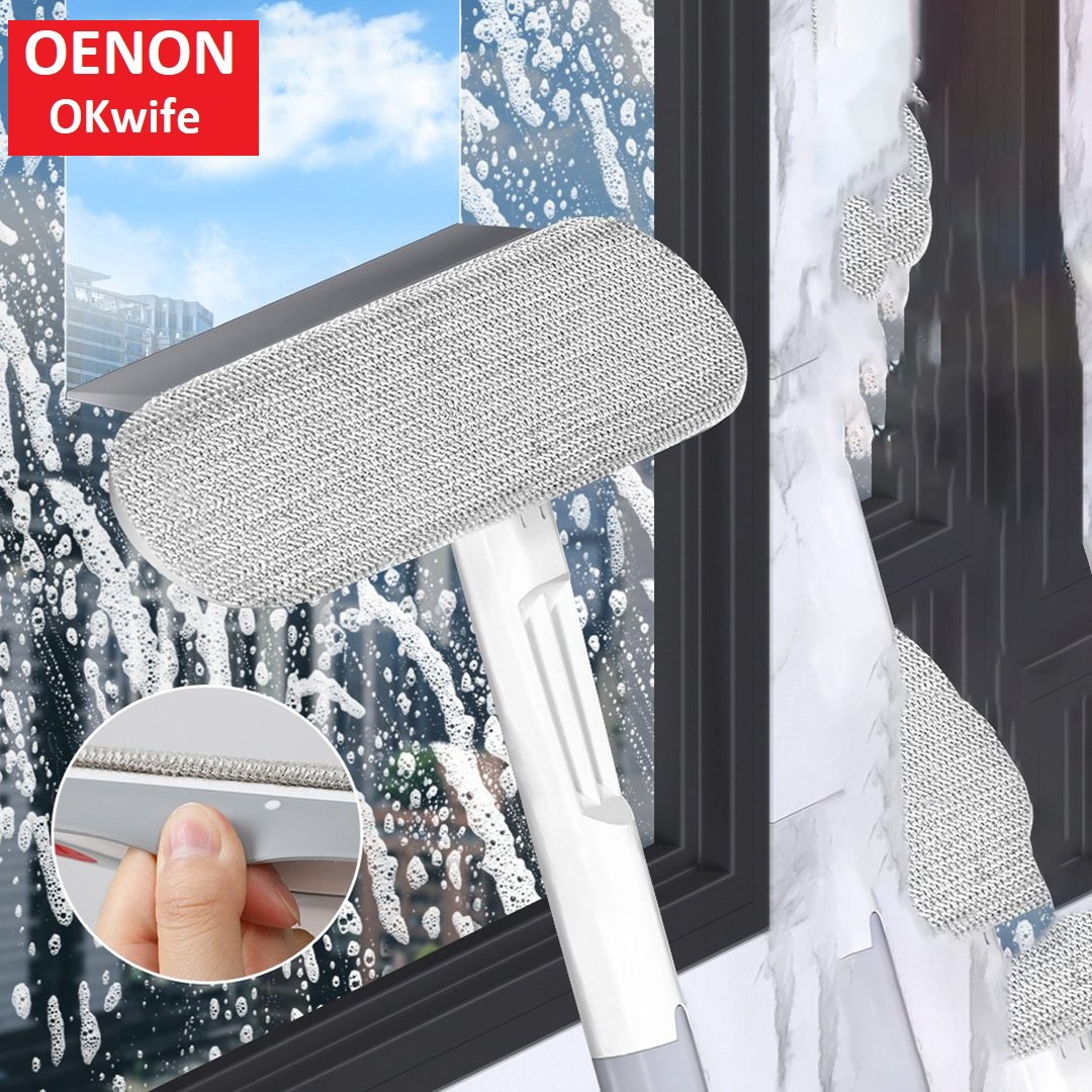 Cây Lau Kính / Lau Sàn 2 Trong 1 Chất Liệu INOX Sợi Bông Microfiber - OK02