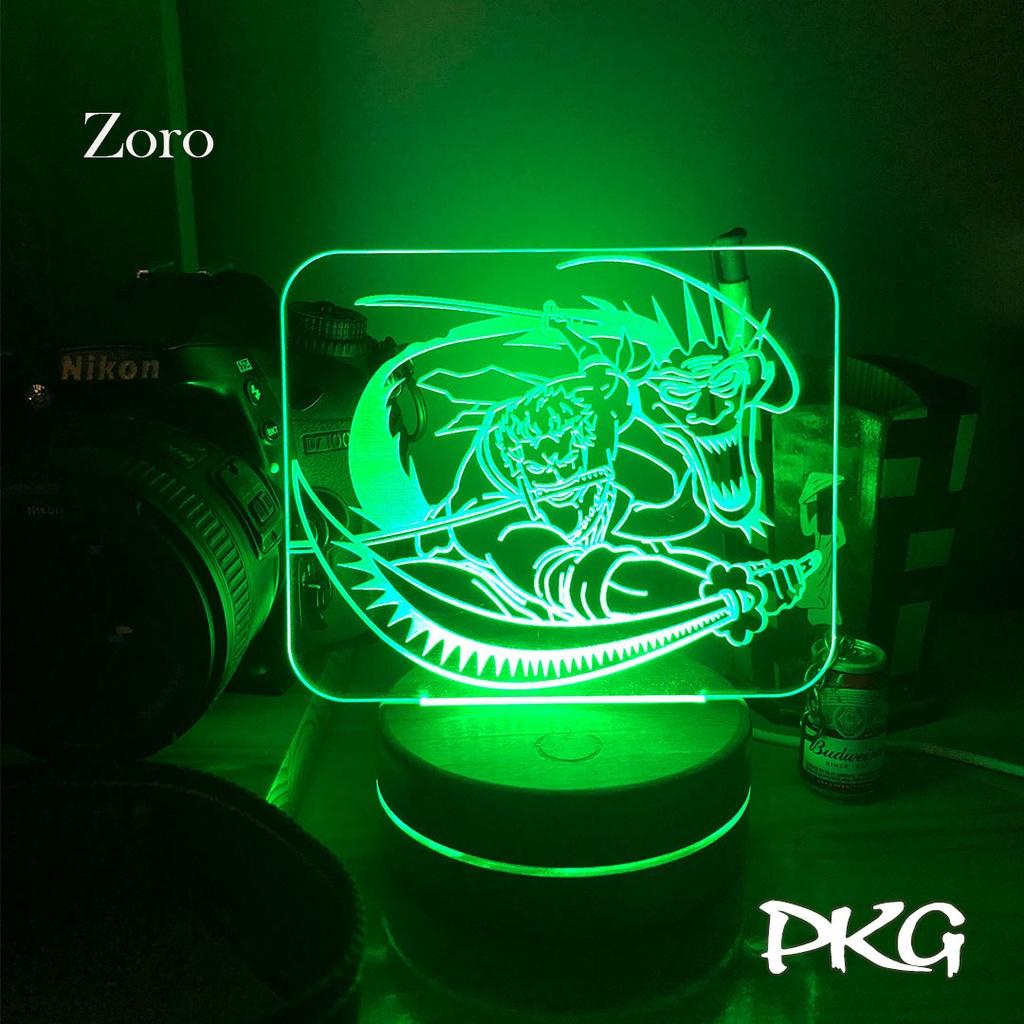 Đèn Ngủ Led 3D ZORO nhân vật Anime phát sáng 16 màu cảm ứng có điều khiển từ xa