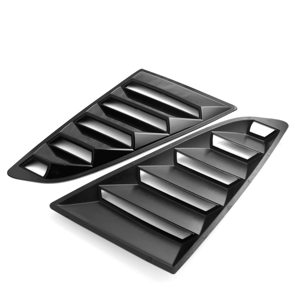 Pair Car Side Window Louver Cover 1/4 Scoop For Ford Mustang 2015-2017 Black