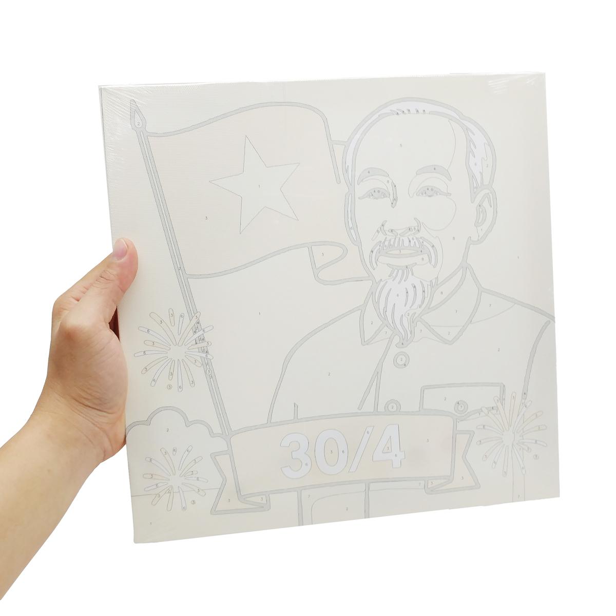 Tranh Tô Màu Số Hóa - Bác Hồ Ngày 30/4 - 30 x 30 cm - Dali K195