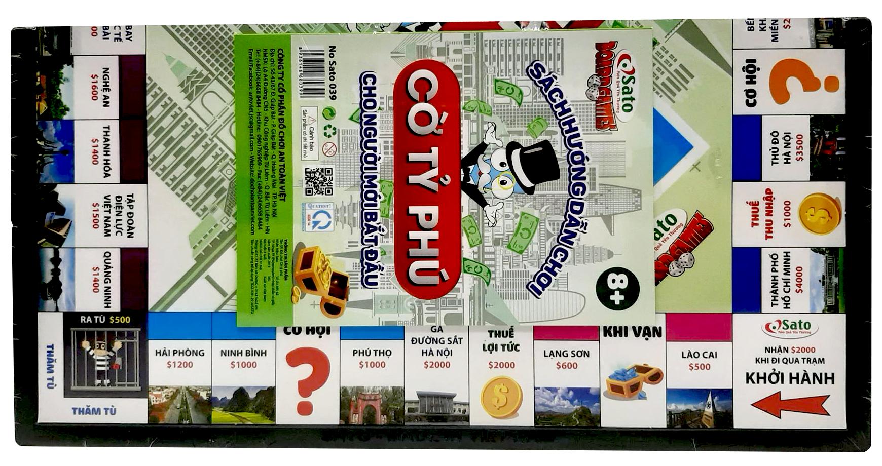 Cờ Tỉ Phú MoNoPoLy Vui Nhộn cho bé - Hàng Việt Nam SATO có hướng dẫn tiếng việt Bibebo