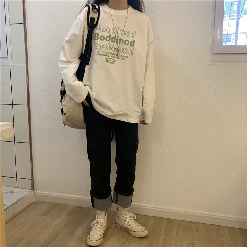 Áo thun dài tay ️ Boddinod ️ phông Unisex nam nữ tee oversize form rộng pull Ulzzang Streetwear thu đông vải mềm