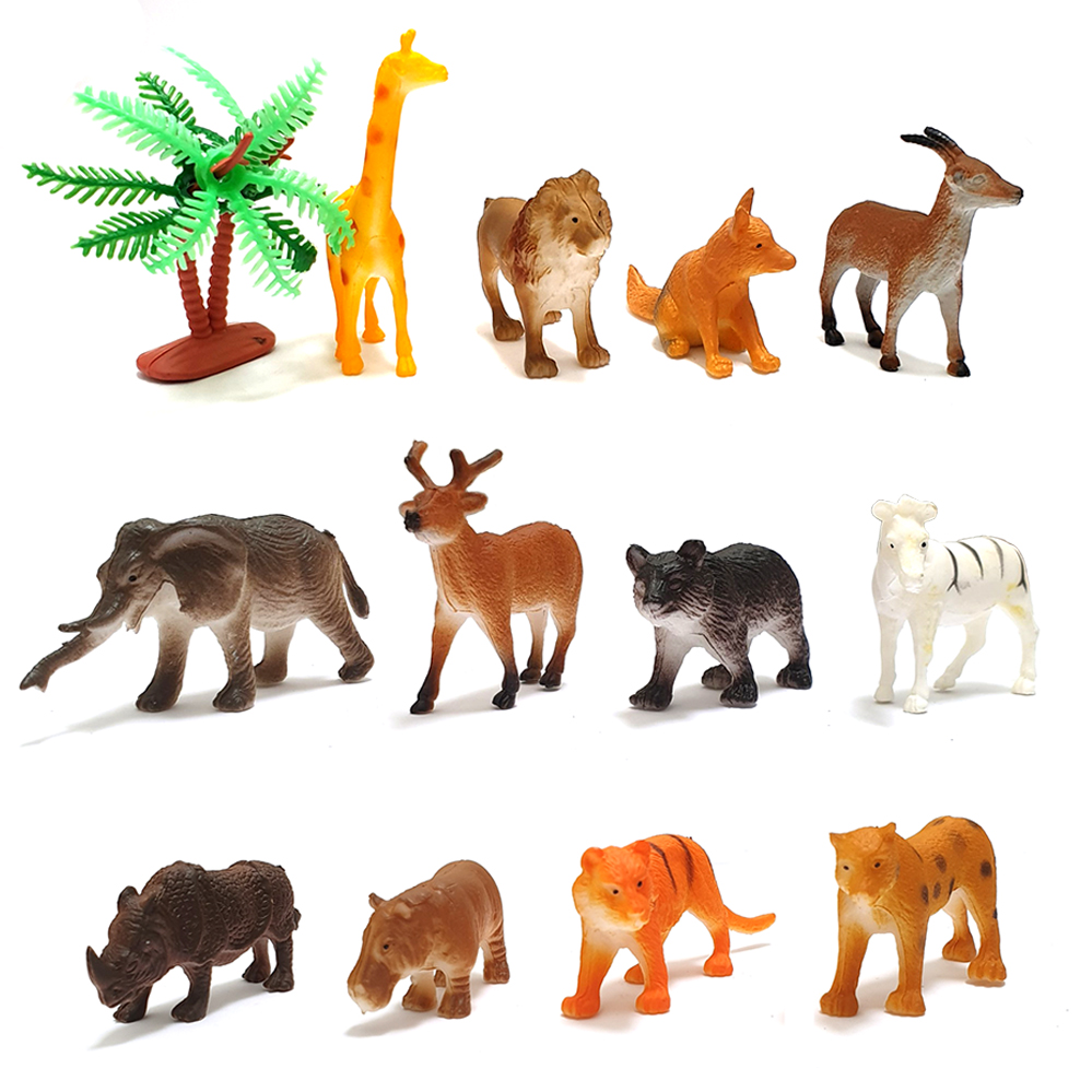 Mô hình 12 con vật - động vật rừng tặng kèm vòng tay biến hình thú Twisty Petz cho bé làm đồ chơi và học tập
