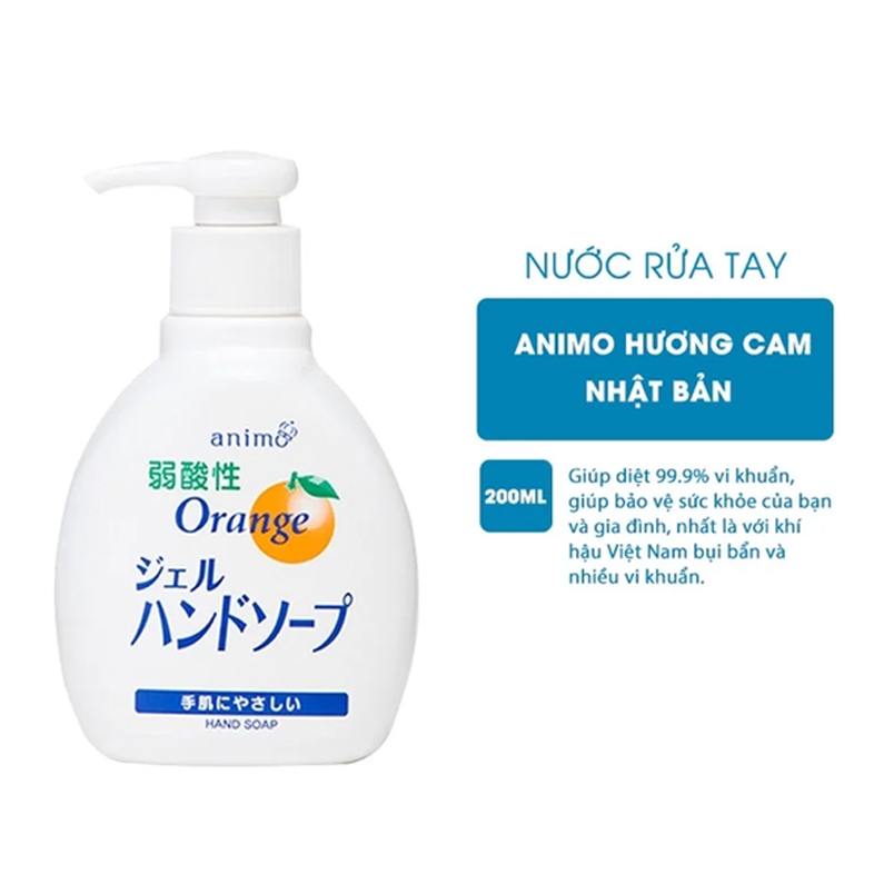 Nước rửa tay kháng khuẩn hương Cam Animo Orange Hand Soad Nhật Bản 200ml