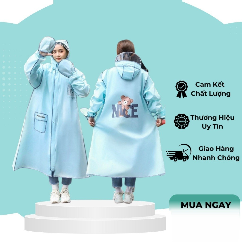Áo Mưa Thời Trang Gấu Nice – Áo Mưa Có Kính Che Mặt Kèm Khóa Kéo Tiện Lợi – Chất Liệu Dày Dặn – Áo Mưa Gấu Nice