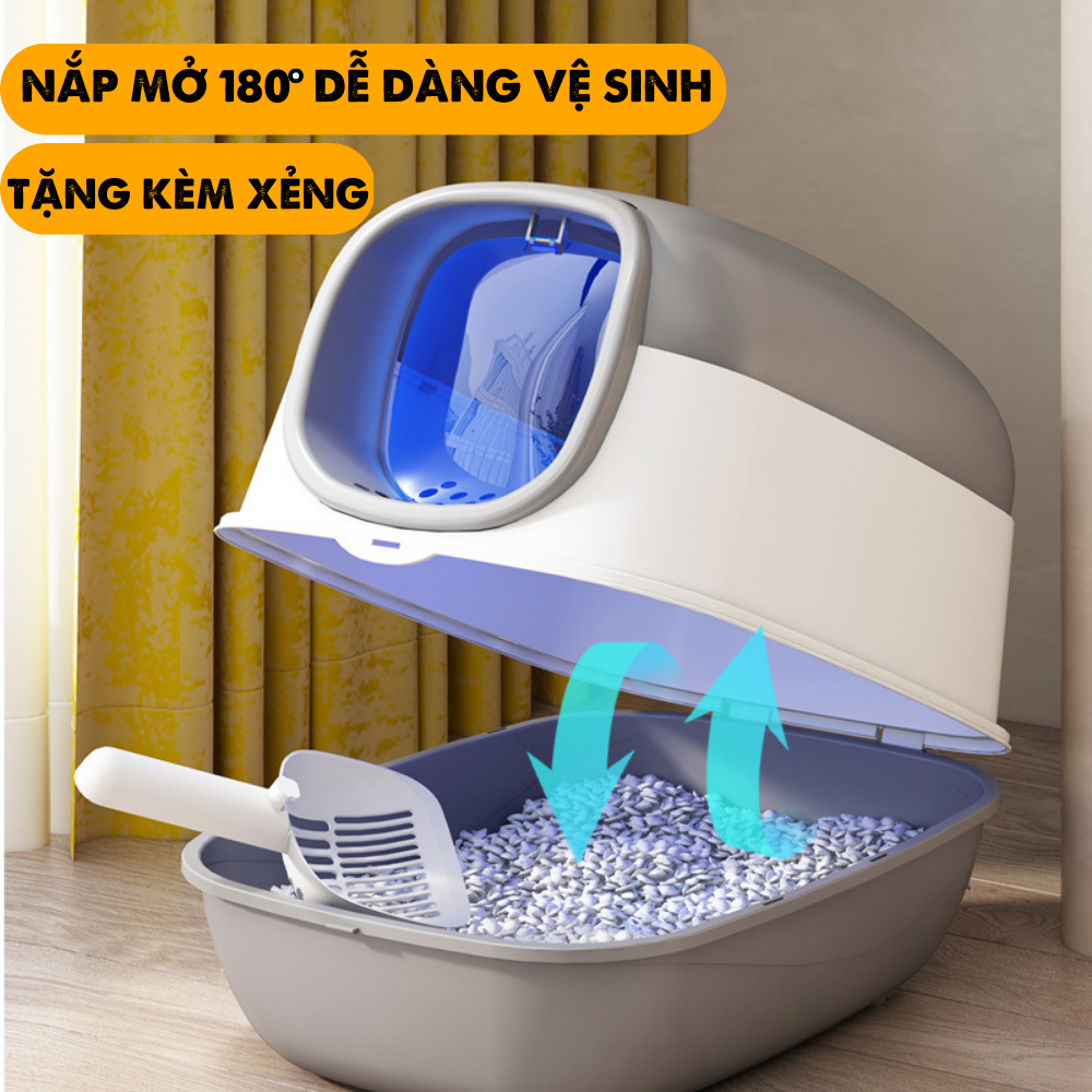 Nhà vệ sinh cho mèo có đèn khử khuẩn bằng tia UV-  Nhà vệ sinh cho mèo lớn cỡ lớn