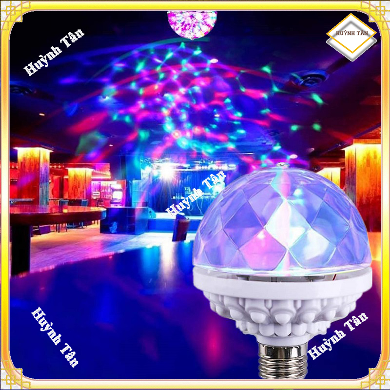 Đèn Led Xoay 7 Màu Huỳnh Tân - cho phòng karaoke, vũ trường, văn phòng, phòng khách - Tặng Đuôi Đèn Có Con Tắc  - Hàng nhập khẩu