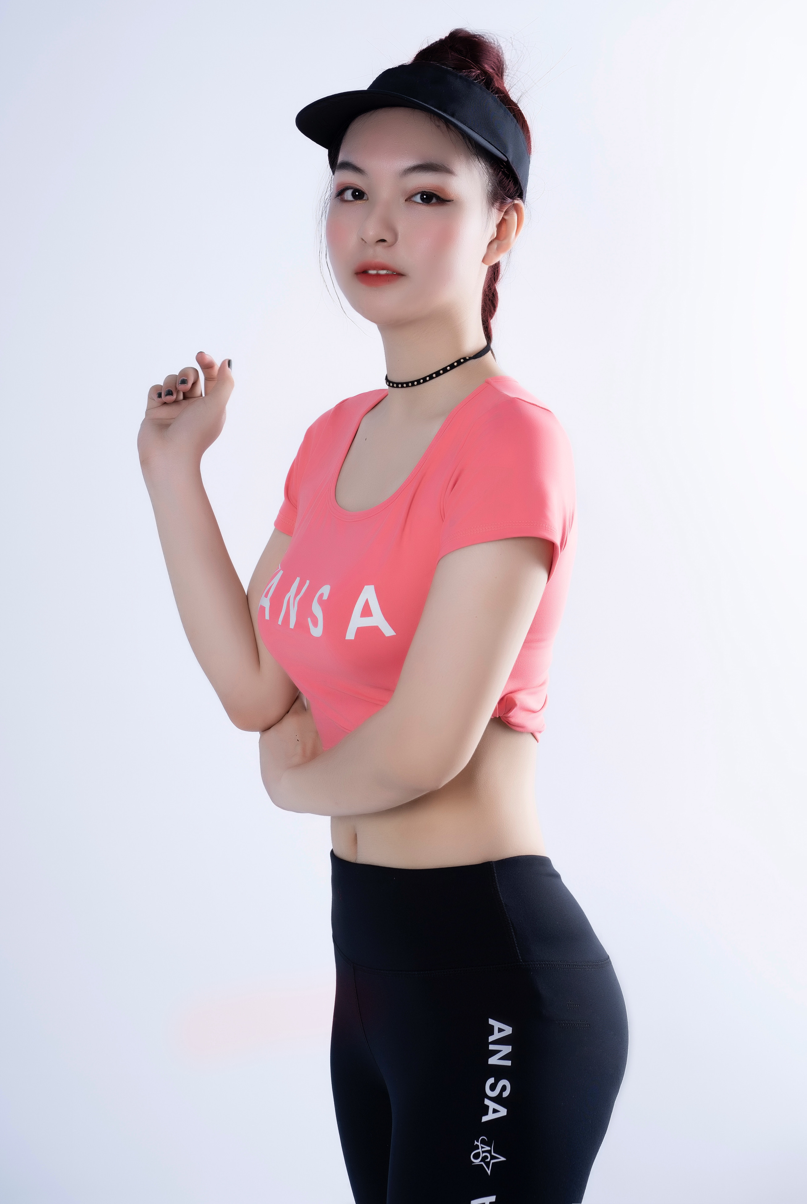 Bộ thể thao nữ quần dài áo croptop có tay Màu Cam - DD303