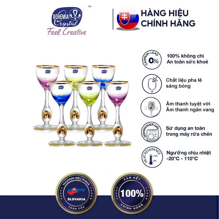 Bộ 2 ly pha lê uống rượu mạnh 050 ml Bohemia Czech Republic