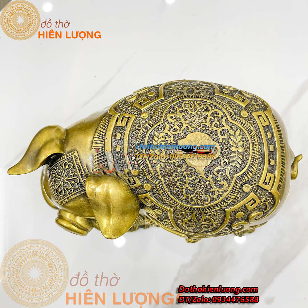 Tượng Heo Đồng Bỏ Ống Tiết Kiệm Kích Thước 10x14x18cm, Nặng 2,4Kg - Đồ Thờ Hiên Lượng