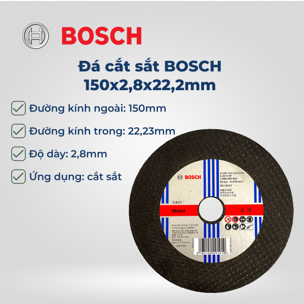 Đá cắt sắt BOSCH (150X2.5X22.2MM) 2608600854