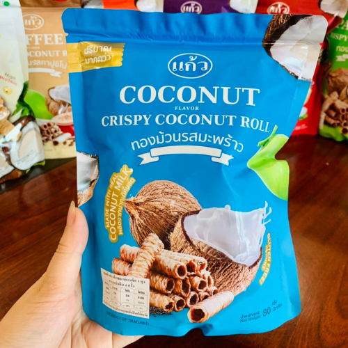 Bánh Kẹo Ăn Vặt Cuộn Dừa Thái Lan Kaew Vị Truyền Thống Thơm Ngon