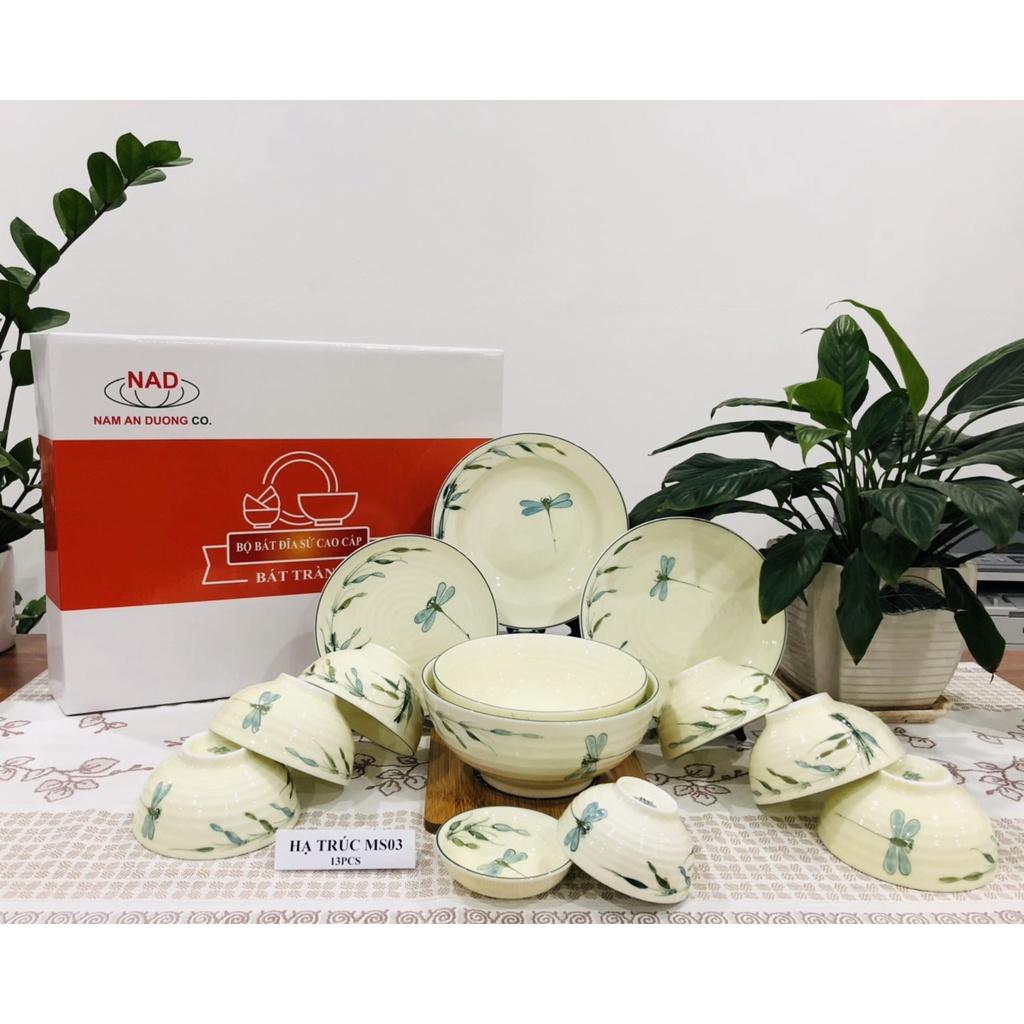 Bộ bát đĩa sứ cao cấp Bát Tràng - Mã SP HẠ TRÚC