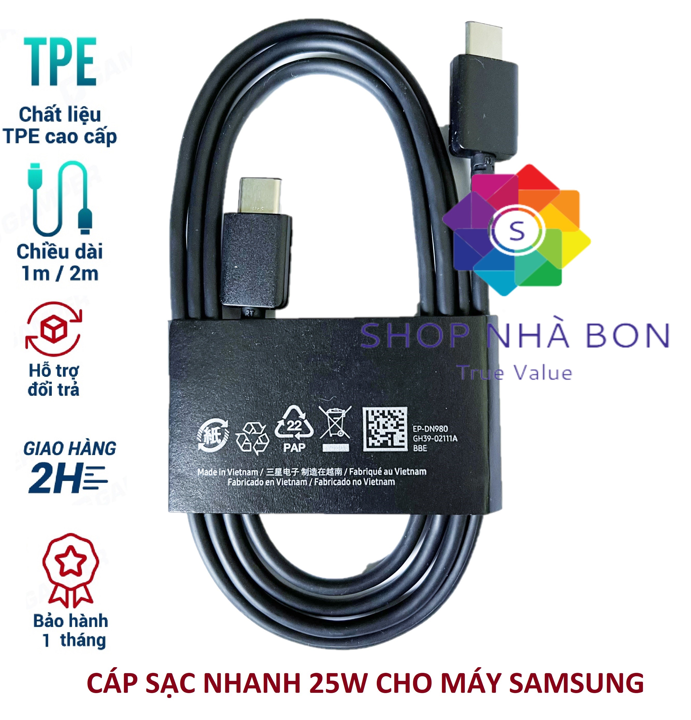 Cáp sạc Nhanh Type C to Type C dùng cho Galaxy S21, Note 20