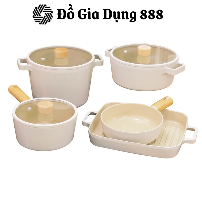 Bộ Nồi Chảo Fika Neoflam 5 Món, Dẫn Nhiệt Tốt, Dùng Cho Mọi Loại Bếp, Nhập Hàn