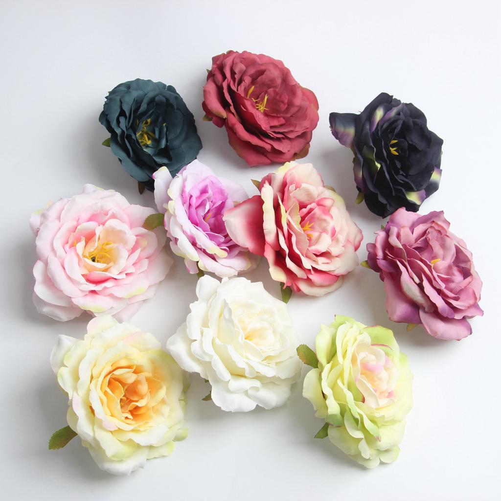 10 Pieces Artificial Peony Silk Flower Head DIY Accessories