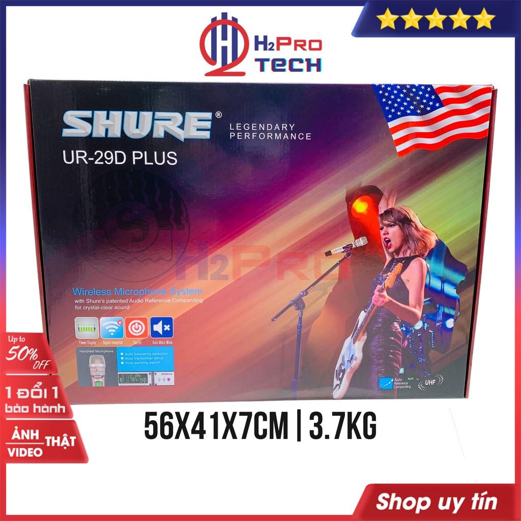 Micro Không Dây, Micro Karaoke Shure UR-29D Plus Cao Cấp, 4 Râu Anten, Mic Hút, Tiếng Sáng, Chống Hú - H2Pro Tech