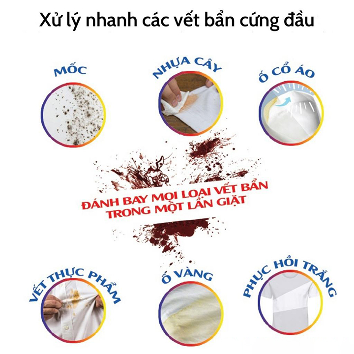 Nước Tẩy Quần Áo VIC OXY X5000 Tẩy Mốc, Ố Vàng, Lem Màu 500ml Tẩy Trắng Đánh Bay Mọi Vết Bẩn
