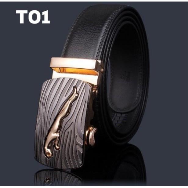 Thắt Lưng Da Bò Nam Mặt Khoá Vàng - Khoá Tự Động - Thời trang phong cách