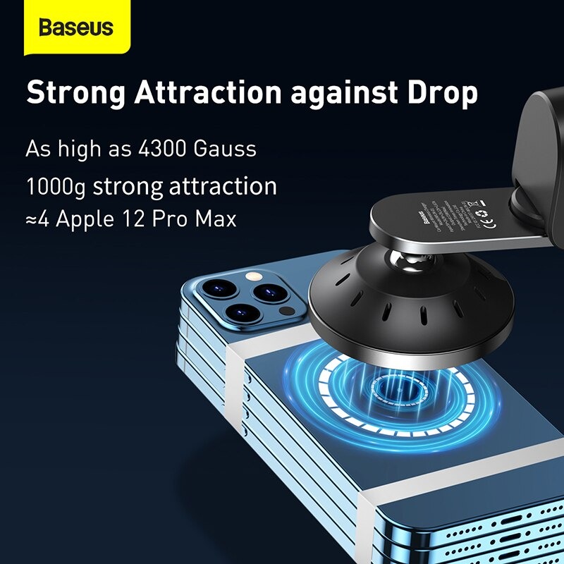 Đế giữ điện thoại tích hợp nam châm và Sạc không dây dùng trên xe ô tô Baseus Big Energy Car Mount Wireless Charger - Hàng Chính Hãng